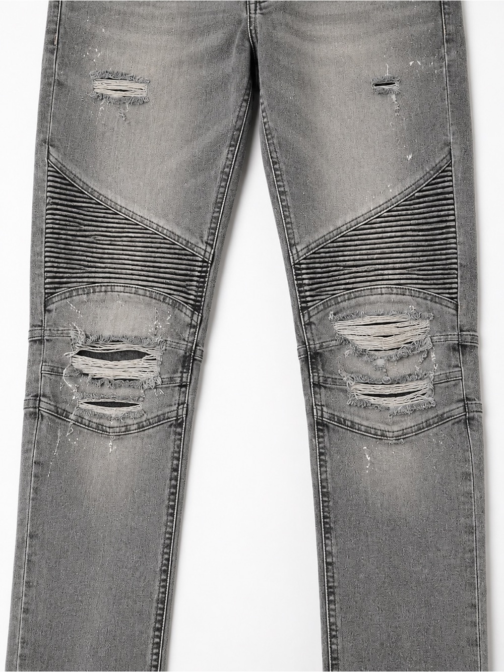 HUDSON Blinder V2 Moto Biker Jeans Mens 31x32 Skinny Distressed Gray NWT